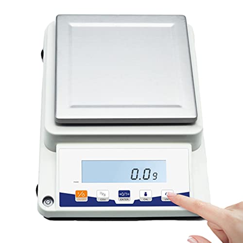 Bilancia analitica di precisione con contapezzi, Portata 0,1 Grammi, Elettronica, per Gioielli, Cucina, con Adattatore AC/DC (5100 g/0,1 g) ()