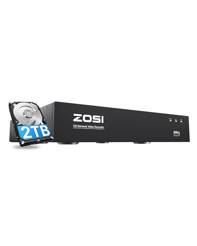 ZOSI 防犯レコーダー 8ch 2tb hdd 800万画素 poe防犯レコーダー NVR...