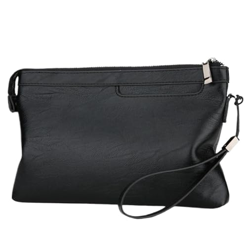 Bolso de mano para negocios en cuero PU negro tamaño L con bolsillo para móvil