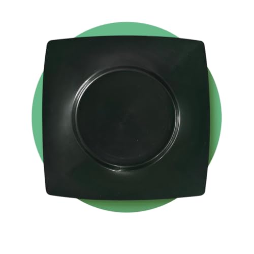 Kit 50 Prato Raso com Borda Branco Refeição Churrasco Festa Pratos Plastico Quadrado Branco Preto (PRETO-30)