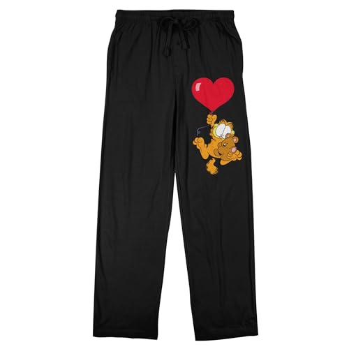 Garfield Heart Balloon Men's Black Sleep Pajama Pants