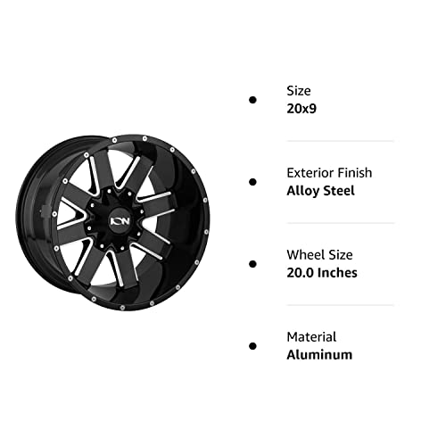 Ion Wheels 141 Gloss Black Milled Wheel With Alloy Steel (20 X 9. Inches /6 X 106 Mm, 0 Mm Offset) #TOP5