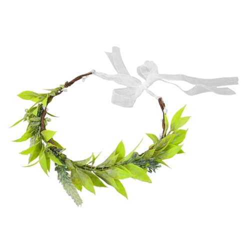 Couronne Bohème pour Filles Feuilles Vertes Artificielles - Bandeau Floral de Fête