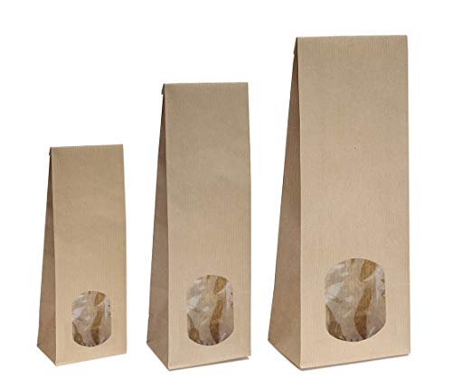 Sac à fond bloc kraft 250g lot de 50 sachets avec fenêtre