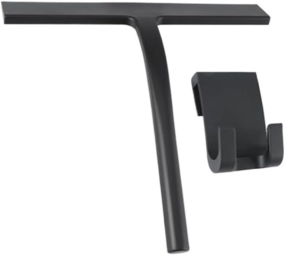 Shower Squeegee Bathroom Squeegee for Shower Glass Door Black Silicone Household Squeegee with Hook 8.93-Inch(Small-A)