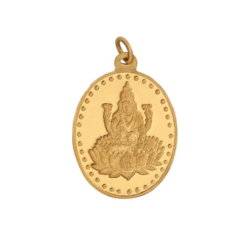 Image of Bangalore Refinery 24k (999) Purity 5gm Yellow Gold Lakshmi Oval Pendant (without hook)
