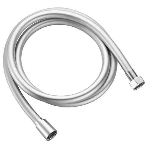 BRIMIX PVC Flexible Shower Hose Replacement for Hand Showerhead Leak-Proof Rust Resistant Shower Pipe Silver 1.5M