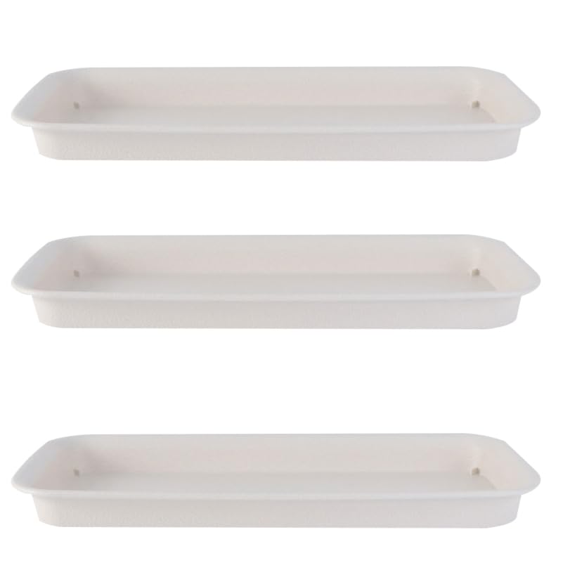VANZACK Flower Pot Trays Rectangular Plant Pot Trays Plastic Plant Trays for Potted Plants Water Tray Base for Indoor Windowsills Leak-Resistant Drip Tray 15.55 X 6.69 X 1.18 in 3 Pack