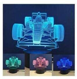 RXHK - Lámpara LED de noche para coche de carreras 3D, 7 colores cambiantes LED Touch USB, mesa de regalo para niños, decoración de Navidad, San Valentín