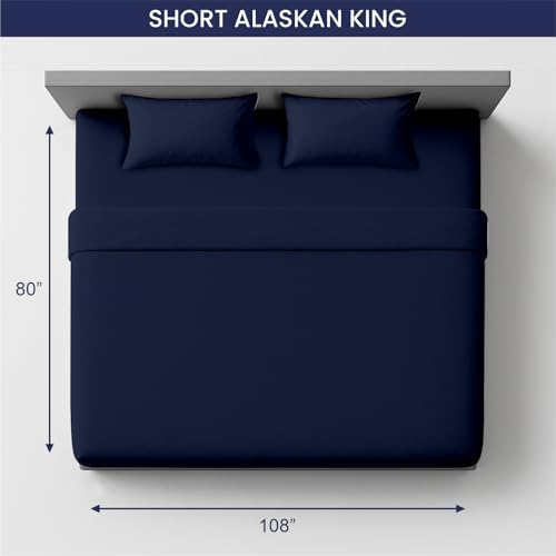 Image of SGI bedding 108 inch W x 80 inch L 4Pc Short Alaskan King Sheet Set 100% Egyptian Cotton - 600 Thread Count, Fits 15 inch Deep Pocket - Soft Breathable Oversized Sheets, for Extra Large Beds - Navy Blue