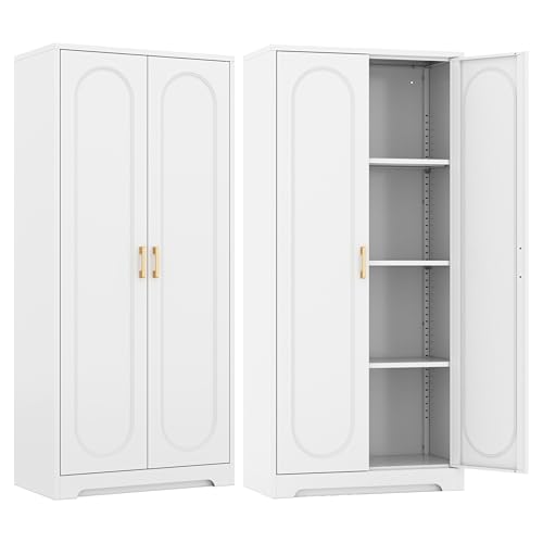 Image of Steeloong 60 inchMetal Pantry Storage Cabinet with Doors & 3 Adjustable Shelves