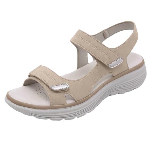 Women's Hiking Sandal Orthopedic Sandals 2025 Summer Open Toe Walking Adjustable Leather Strap Sandals Dressy Casual Boho Summer Beach Sandals Ladies Wedges Walking Sandal Women