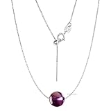 Erliway Amethyst Crystal Pendant Necklace for Women, 925 Sterling Silver Chain Necklace with 10mm A+ Grade Premium Crystal Bead, 18'' Adjustable Length Jewelry Choker Necklace