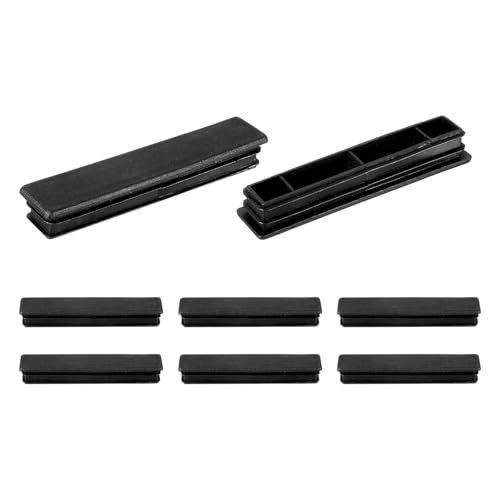 Image of uxcell 8 Pcs Rectangle Tubing End Caps 4 x 3 /4 Inch Plastic Hole Plugs Insert End Cap for Metal Tubing Post Chair Leg Table Bookshelves Furniture, Black