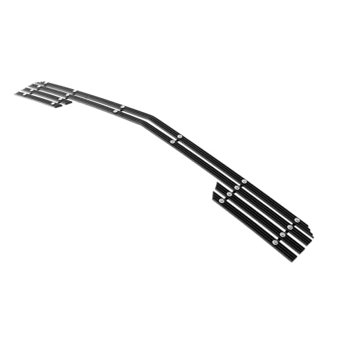 Image of APS Compatible with Chevy Silverado 1500 2014-2015 Lower Bumper Aluminum Black Wide 20mm Horizontal Channel with Rivet Studs Billet Front Grill Grille Insert C65990W