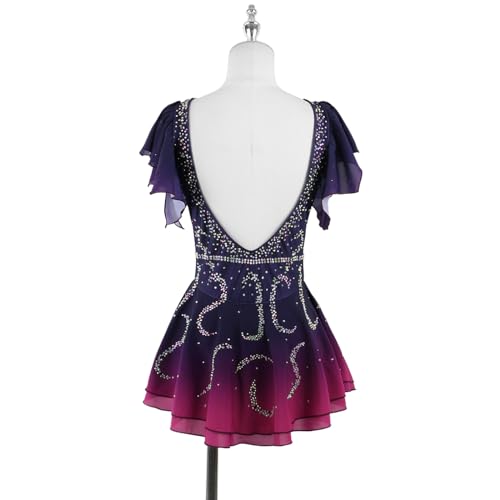 Vestido feminino para patinação no gelo, sem mangas, sem mangas, ginástica, feito à mão, patinação n