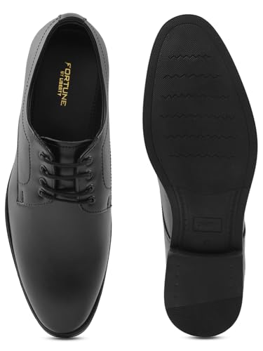 Image of Liberty Fortune HML-11E Men's Formal Derby Shoes - Black, Brown - Synthetic Leather Lace-Up with Cushioned Footbed - Stylish Office Footwear - Comfortable and Lightweight