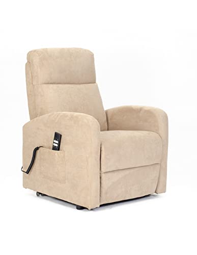 POLTRONE ITALIA Poltrona Relax Elettrica 2 motori, reclinazione indipendente schienale pediera seduta indeformabile microfibra elevabile alzapersona anziani disabili Cammello