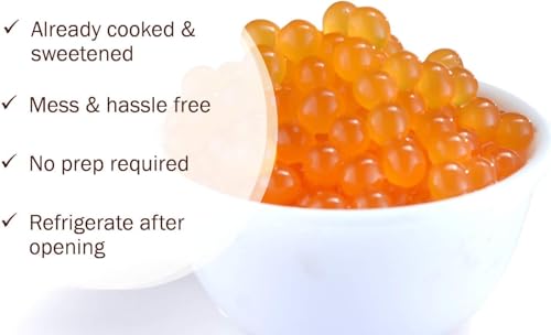 BREXONIC Popping Boba Pearls Bursting Tea Balls Drink & Dessert Topping Strawberry Mango Blueberry Passion Fruit Flavored Bubble Tea Pearls (Passion Fruit, 2 LB Pack of 1)