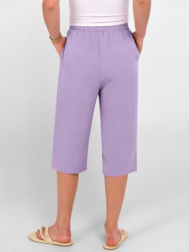 Image of ANRABESS Womens Wide Leg Capri Pants Elastic Waist Casual Loose Lounge Trousers 2026 Summer Flowy Beach Vacation Clothes