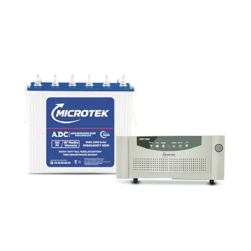 Image of Microtek Super Power UPS 900 12V Pure Sine Wave 800VA Inverter Combo | M1502424JT 150Ah Battery, For Home, Office & Shops, 3 Years Warranty (Inverter), 4 Years Warranty (Battery)