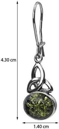 Ian and Valeri Co. Green Amber Sterling Silver Celtic Oval Pendant Earrings Necklace 18 inches - Image 6