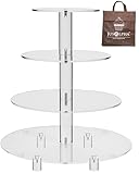 Jusalpha 4 Tier Acrylic Glass Round Cake Stand-cupcake Stand- Dessert Stand-tea Party Serving Platter for Wedding Party(4TR) (With Rod Feet)
