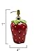 ACK 3-D Strawberry Hand-Painted Refillable Ceramic Lotion/Soap Dispenser for Kitchen, Bathroom Countertop