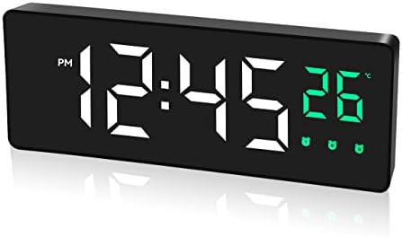 Triangle Plum Digital Alarm Clock Large LED Display with 3 Alarm Settings, Real-Time Temperature,12/24H,Snooze,Adjustable Brightness for Bedrooms Desk Heavy Sleepers Adults