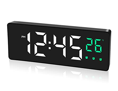 Triangle Plum Digital Alarm Clock Large Led Display With 3 Alarm Settings, Real-Time Temperature,12/24H,Snooze,Adjustable Brightness For Bedrooms Desk Heavy Sleepers Adults #TOP30