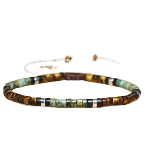 Diyouke Pulsera de cuentas ajustable natural - Elegante joyería de piedras con dijes for mujeres - Regalo único for ella(Color2)