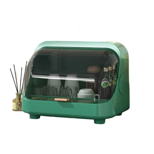 zornik 大容量 食器乾燥機 縦型プチ洗食 オゾン殺菌 防カビ 引出しタイプ 食器棚水切りラック 分岐水栓付き 抗菌 防カビ コンパクト 節水 自宅 食器収納 (グリーン)