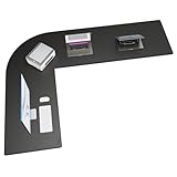 Cacoy 82.7'L x 61.8'L x 23.6'W L-Shaped Desk Mat, 83 Inch PU Leather Large Executive Desk Pad Blotter, Corner Computer Desk Protector for Home Office, L Shaped Gaming Mouse Pad for Corner Desk, Black