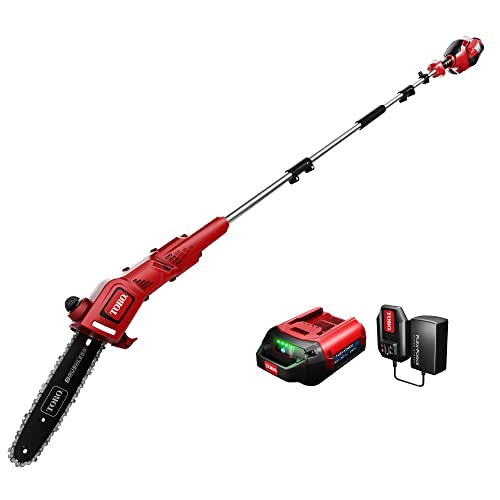 TORO Flex Force 60V Max 10' Cordless Electric Pole Saw with Brushless Motor, 3-Piece Pole, and 2Ah Battery & Charger Ideal for Cutting and Trimming