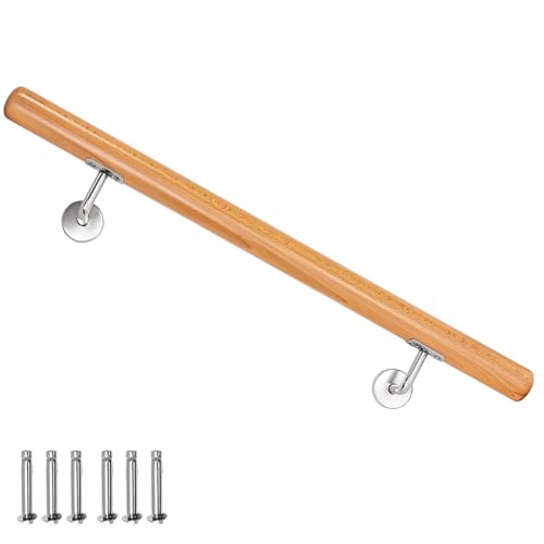Corrimano in legno di faggio, 70 cm, ringhiera per scale, corrimano da parete, montaggio laterale