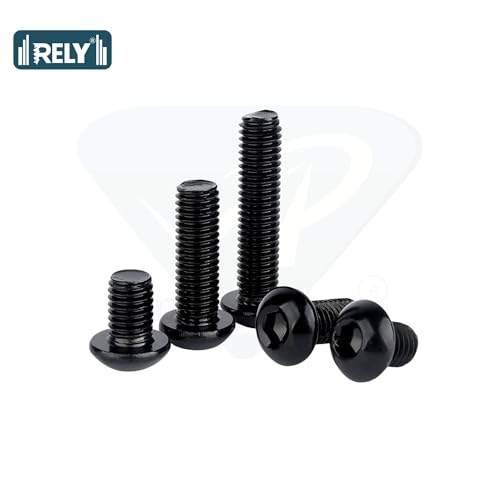 Image of Rely⇒ (Pcs-25) M6 X 50 mm Button Head Cap Screw High Tensile 10.9 Grad| Allen Head Button Cap Screw with Allen Key 1 Pc Free | Allen Round Mushroom Head Screw Alloy Steel Black