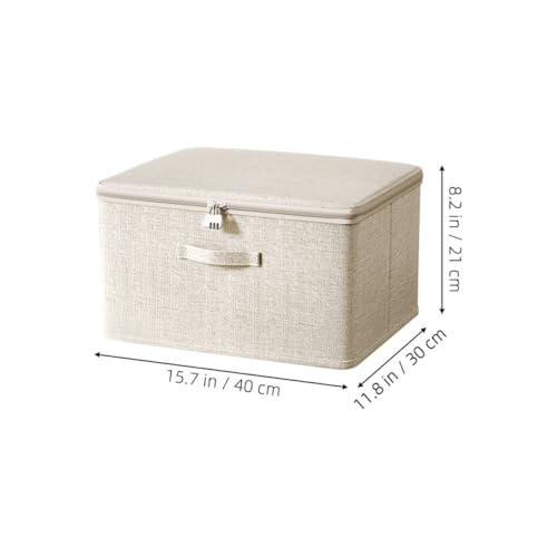 Boîte de rangement pliable beige pour armoire : coffre sécurisé à code - 3