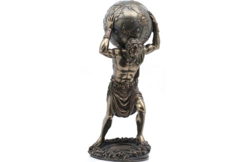 Estatua de resina de hombre con globo Atlas 11.75 pulg miniatura 1