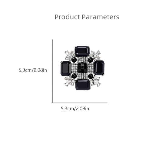 Image of Baroque Rhinestone Brooch Pin for Women Men Vintage Rectangle Crystal Round Ball Victorian Art Deco Brooches Lapel Pins Elegant Dress Accessories Wedding Birthday Jewelry Corsage