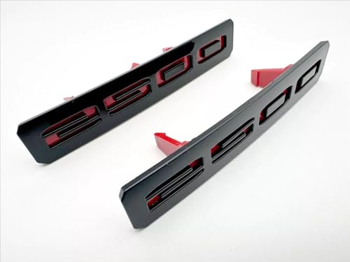 Image of 2Pc Front Bumper Fascia Side 2500 Emblems 3D Nameplates Badge Replacement for 2024+ Sierra 2500HD 86578370 86578372 (Black Red)