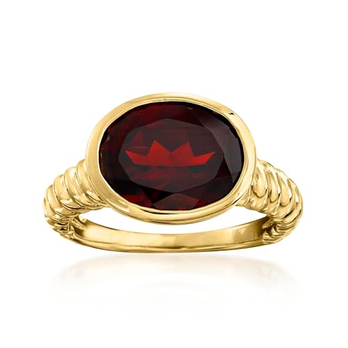 Ross-Simons 5.00 Carat Oval Garnet Ring in 18kt Gold Over Sterling. Size 7