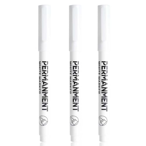 SMOOTHERPRO White Permanent Marker Pens | 1.0 mm Tip Waterproof White Pens Quick Dry Fabric Marker | for Clothes Glass Metal Stones Rock Painting Ceramic Wood Canvas (PWM01-3) 3 Pcs