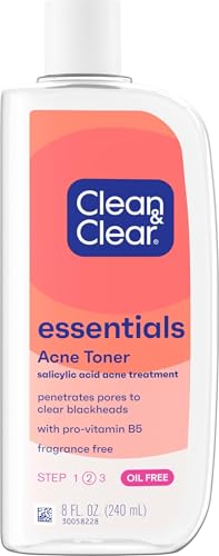 Clean & Clear Essentials Oil-Free Acne Toner, 2% Salicylic Acid, 8 fl oz