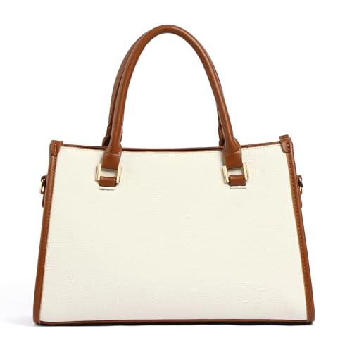 Image of EXOTIC Premium Orlina Duotone Structured Tote Bag for Women | PU Leather Handbag | 2 Compartments with Center Zip | Detachable Sling Strap | Office & Daily Use