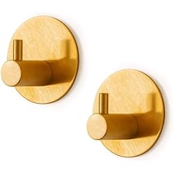 Perchero Ceramica Baño tothehype Ganchos Adhesivos Pared de Acero Inoxidable sin Taladro ni Clavos. Colgadores Pared con Adhesivo Resistente 3M para Organizar Baño, Cocina o Dormitorio. Pack De 2 Percheros Dorado Mate.