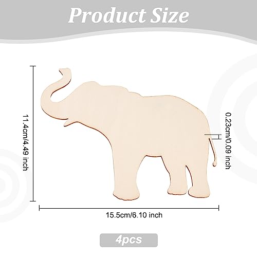 OLYCRAFT 4Pcs Unfinished Wood Pieces 155x114mm Elephant Wood Cutouts for DIY Crafts Wall Decoration & Pendants - Image 2