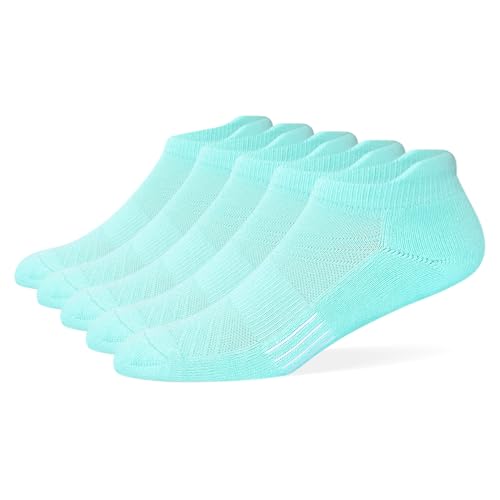 Image of Women's & Men's Breathable Athletic Running Low Cut Socks Cotton Cushioned Ankle Tab Socks, 5 Pairs
