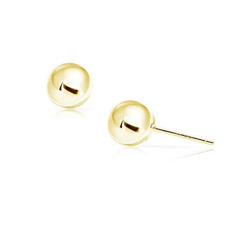 SOLIDGOLD - 14 Karat Ball Stud Earrings Dazzling Real Yellow Gold | 6mm