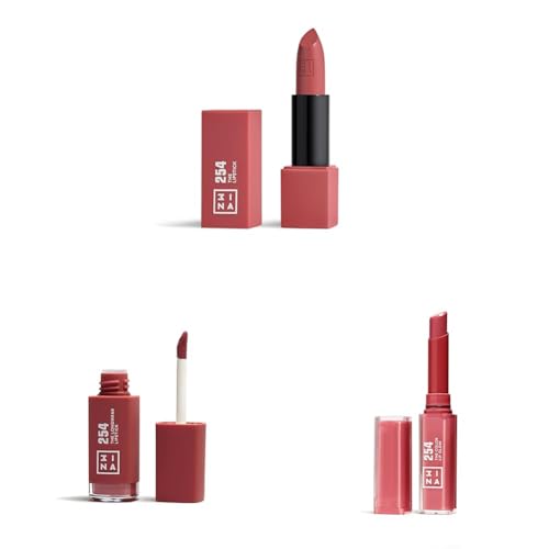 3INA MAKEUP - The Lipstick 254 + The Longwear Lipstick 254 + The Color Lip Glow 254 - Vegan - Cruelty Free