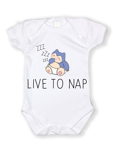 Image of Dittoxpression Live to Nap Sleepyhead Baby Bat Snorer in Diapers Unisex Baby Bodysuit, Unique 100% Cotton